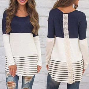 NWT Womens Back Lace Long Sleeve Blouse